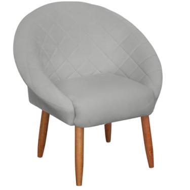 Imagem de Poltrona para Sala de espera Resistente confortável tecido veludo confortável pés de madeira reforçado MOBLAN decor (CINZA)
