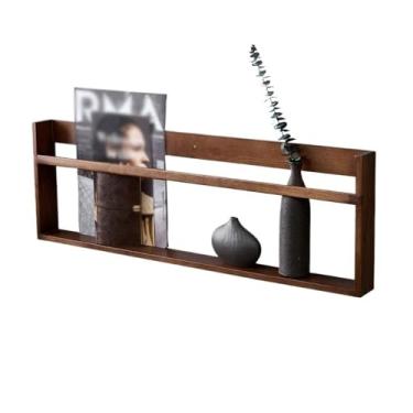 Imagem de Suporte para livros Estante retangular montada na parede, com estantes decorativas de madeira, para escritório, casa, organizador, expositor Estante(L60xW7xH30 cm)