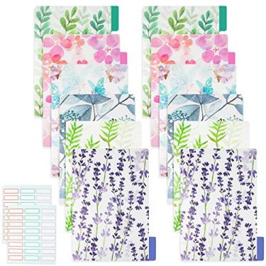 Imagem de Framendino, 12 pacotes de divisores de índice de fichário a5, fichário inserível de plástico, guia de página de índice, divisórias de fichário floral com adesivos para 6 anéis, cadernos, di