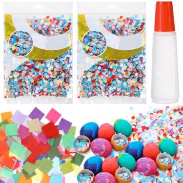 Imagem de Geyoga Kit de confecção de ovos de Páscoa para confetes de páscoa - Confetes coloridos de 0,2 kg, 1200 peças de papel de seda 30 cores e uma cola líquida para ovos de Páscoa, enchimentos de cestas de