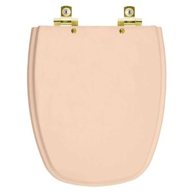 Imagem de Assento Sanitário Soft Close Monte Carlo Rosa Floral Para Vaso Deca Com Ferragem Dourada