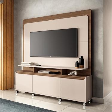 Imagem de Home Painel Theater Quantum Sala Tv Até 70 Polegadas Off White/castanho