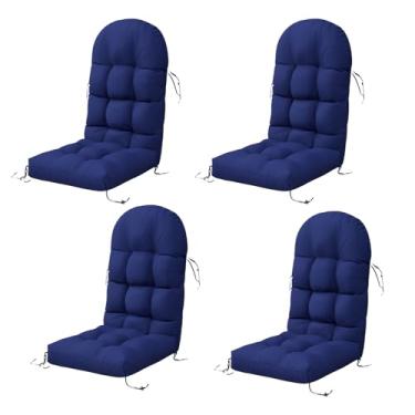 Imagem de Sannwsg Adirondack Conjunto de 4 almofadas para cadeira de balanço, almofadas de pátio com encosto alto, almofadas espessas resistentes ao clima com 6 laços, antiderrapante, desbotamento e à prova