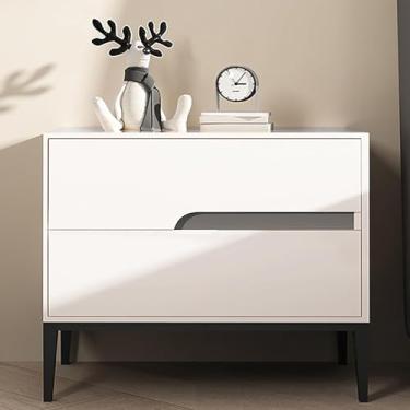 Imagem de Mesa De Cabeceira De Madeira Maciça Moderna E Simples Com Puxador De Gaveta Criativo, Design Em Couro, Multicolorido E De Grande Capacidade, Adequado Para Sala De Es, Light Gray(r), 50 * 40 * 48cm