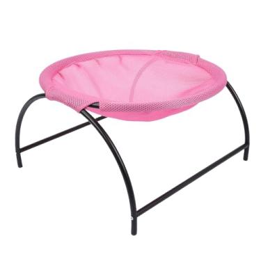 Imagem de Asixxsix Cama de Rede de Gato, Cama de Cachorro Respirável Berço de Estimação de Animais de Estimação Elevada Com Malha Lavável Removível para Cães de Gatos Externos Internos (Rosa)