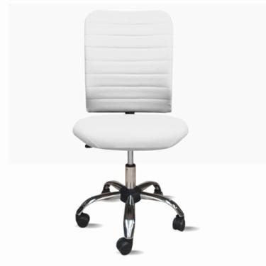 Imagem de Cadeira Ergonômica Bege Escritório Home Office Secretaria NR17 Pistão a Gás Base Cromada Giratória Estofada (Branco)