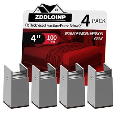 Imagem de Pacote com 4 peças de elevação para cama com braçadeira de parafuso ajustável, espessura de encaixe de moldura de móveis de 0 a 5 cm, elevação em alturas de 10 cm, peças de elevação resistentes para levantar sofá, mesa, gabinete, mesa de cabeceira, cinza