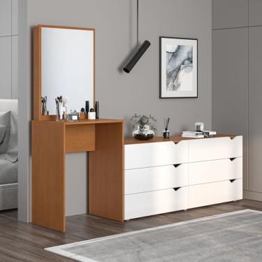 Imagem de Cômoda Penteadeira 6 Gavetas com Espelho Porto