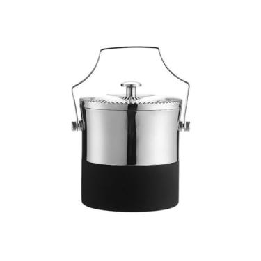 Imagem de Baldes de gelo balde de gelo duplo de aço inoxidável com barra de tampa champanhe vinho refrigerado (pequeno)