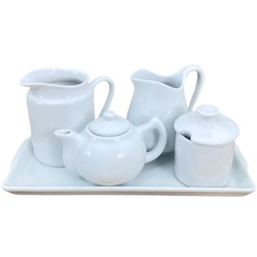 Imagem de Jogo Café e Chá Mesa Posta, Bandeja + Bule Chaleira 400ml + Açucareiro 250ml + Jarra Leiteira 740ml + Jarra Suco 800ml