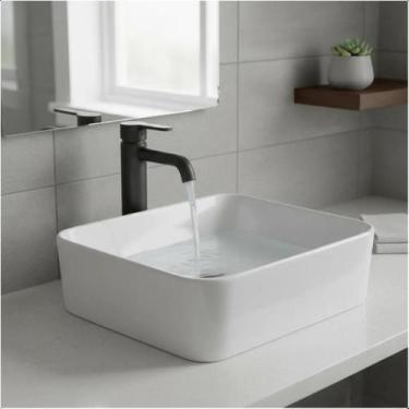 Imagem de Cuba De Apoio 30x30x10 La Bella Quadrada 100 Louça De Ceramica - La Be