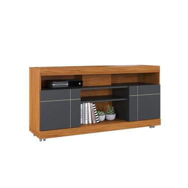 Imagem de Rack Para Sala Bancada De Tv 47 Pol 136cm Ariele C04 - D`rossi Cor Noce Milano E Preto Fosco