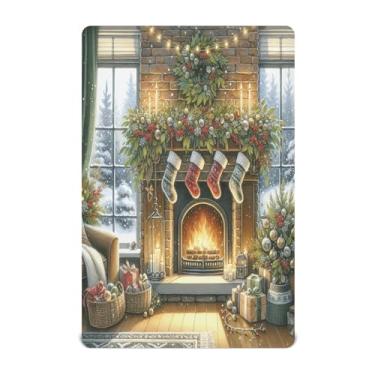 Imagem de Qilmy Lençóis aconchegantes para berço de lareira de Natal, macio e respirável, de microfibra elástica, lençol com elástico para meninos e meninas, 132 x 71 cm, capa de colchão infantil portátil