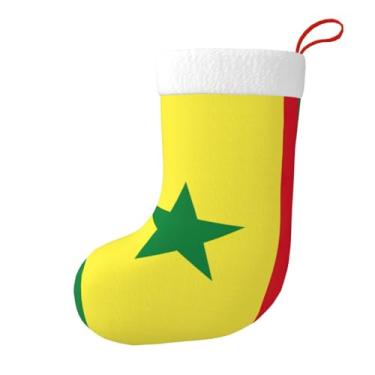 Imagem de SKKNT Meia de Natal com estampa da bandeira do Senegal, decoração de Natal, festa em casa, escritório, férias, lareira, meias suspensas