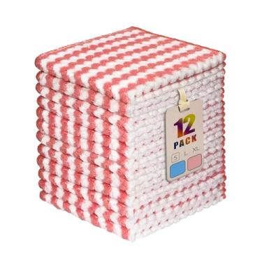 Imagem de AIWIWH Toalhas de prato, panos de limpeza de microfibra de veludo coral, super absorventes e de secagem rápida, panos de prato reutilizáveis sem fiapos para cozinha, lavar pratos (12, rosa pequeno)