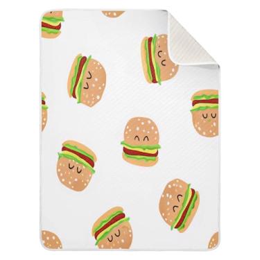 Imagem de Qilmy Cobertor de bebê de hambúrguer 76 x 101 cm, cobertor infantil de algodão macio para meninos e meninas, cobertor leve e quente para bebês e bebês recém-nascidos