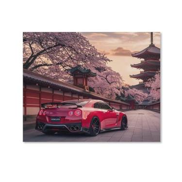 Imagem de HouLaiZhe R35 Carro Esportivo Jdm Flor de Cerejeira Posters Tela Estética Sala Decoração de Parede Impressões Galeria Sala Decoração de Parede para Quarto Sala de Estar Escritório 11 x 14 polegadas