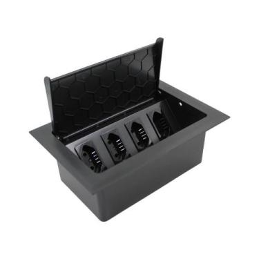 Imagem de Caixa De Tomada Embutir Mesa Home Office Reuniao 4 Tomadas - QTMOV