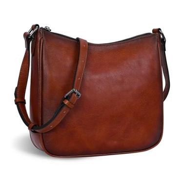 Imagem de Iswee Bolsa transversal de couro para mulheres bolsas e bolsas de mão bolsa de ombro ajustável, cadernos de viagem, Hobo, trabalho, bolsa diária, Marrom vermelho