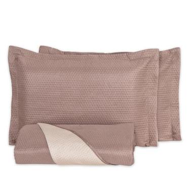 Imagem de Colcha Cobre Leito Casal Queen 3 Peças Dupla Face 200 Fios Matelado Ul