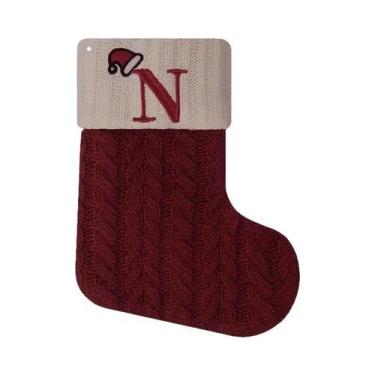 Imagem de Meias De Natal De Madeira Vermelhas Com Letras, Enfeite Pendurável Par