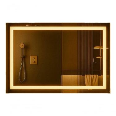 Imagem de Espelho 80x110 Led Jateado Frontal Premium Bancada Suíte Hall Quente-horizontal