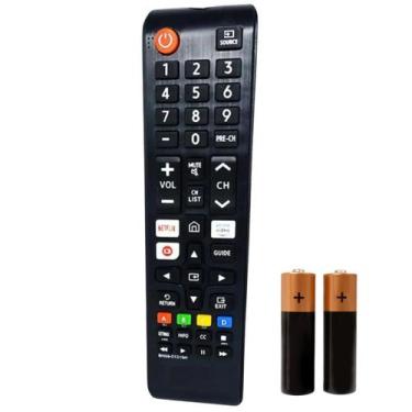Imagem de Controle Remoto Compatível Tv Samsung Smart Netflix Globoplay Com Pilh