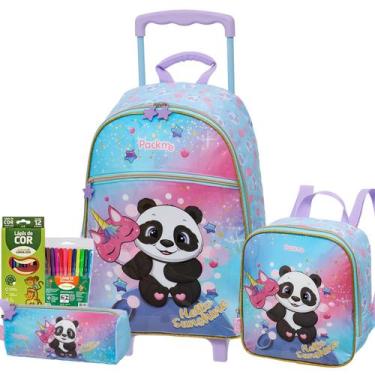 Imagem de Kit Completo Mochila Escolar Infantil Rodinhas Fofa Meninas - Packme, 