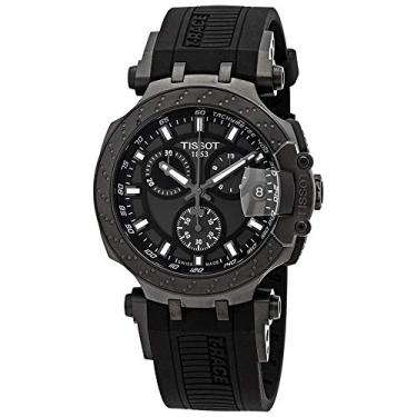 Imagem de Tissot Relógio casual masculino T-Race Chrono Quartz em aço inoxidável preto T1154173706103