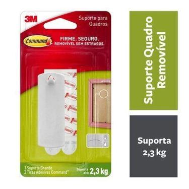Imagem de Kit 2 Gancho Suporte Plastico Para Quadros Command 3m 2,3kg