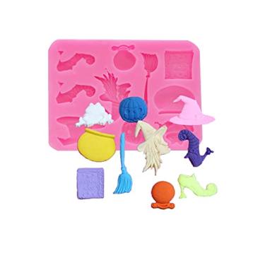 Imagem de Molde de silicone para fondant de Halloween, molde de decoração de bolo, fantasma, bruxa, abóbora, sapo, silicone, chocolate, doces, molde de pasta de goma, molde de cupcake para projetos de