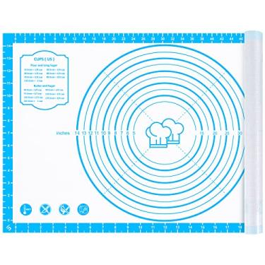 Imagem de Tapete de silicone para pastelaria, 66 cm x 40,64 cm tapete de folha de silicone durável grande com medida tapete de massa antiderrapante para massa de torta, pizza, biscoitos