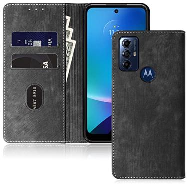 Imagem de Capa carteira flip para Motorola Moto G Play 2023 G Power 2022 / G Pure 2021 Folio Wallet Case com bloqueio de RFID (preto)