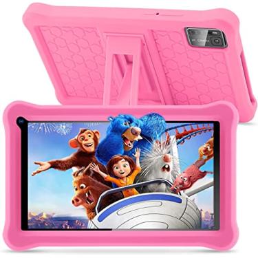 Imagem de SANNUO Tablet infantil, tablet de 7 polegadas para crianças, tablet Android 11, 32 GB ROM 128 GB de expansão, aplicativo de tablet infantil pré-instalado e tablet educativo infantil com Wi-Fi, câmera dupla, tablet com capa de silicone (rosa)