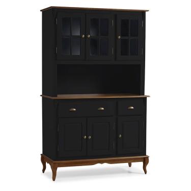Imagem de Cristaleira Arca e Oratório 6 Portas 2 Gavetas Hannover 60804 - Preto/Imbuia Glazer