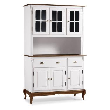 Imagem de Cristaleira Arca e Oratório 6 Portas 2 Gavetas Hannover 60804 - Branco/Imbuia Glazer