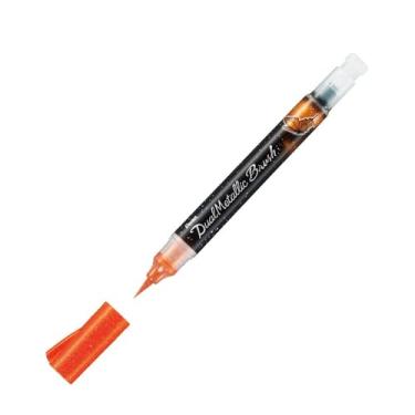 Imagem de Pentel Caneta Brush Dual Mettalic Laranja+Amarelo Metalico 2 Cores XGFH-DFX