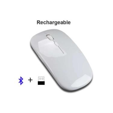 Imagem de Mouse Recarregável Bluetooth Wireless Luminoso Confortável Branco - Mu