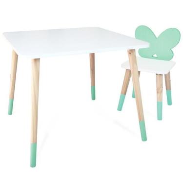 Imagem de Kit Mesa e Cadeira Infantil Borboletinha - Eita Casa Perfeita, Verde c