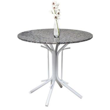 Imagem de Mesa Jantar Somente Base branca + Tampo Granito 90cm Redondo 15mm - AR