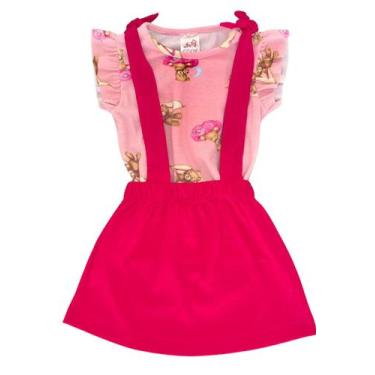 Imagem de Conjunto Salopete Saia Menina - Gody, 4, Rosa