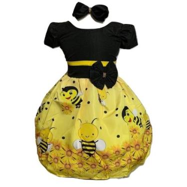 Imagem de Vestido Temático Abelhinha - PEQUENOS ENCANTOS BABY, Preto, P 2/3 ANOS