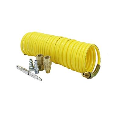 Imagem de Milton (MK1669-1) Mangueira de ar Re-Koil de 7,6 m, pistola de sopro de bolso ajustável estilo M e kit de acoplador de ar e plugue estilo M - fluxo NPT, 6 peças