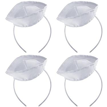 Imagem de 4 peças mini chapéu de marinheiro faixa de cabeça chapéu de capitão de iate chapéu de marinheiro branco chapéu de marinheiro chapéu de capitão chapéu de marinheiro acessórios de fantasia marinha para
