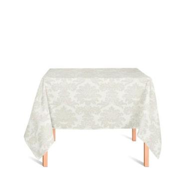 Imagem de Toalha de Mesa Quadrada em Tecido Jacquard Palha Crú (Rústico) Medalhã