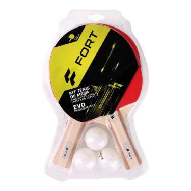 Imagem de Kit tênis de mesa fort evo (2 raquetes 3 bolas + rede)