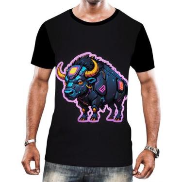 Imagem de Camiseta Camisa Tshirt Animais Cyberpunk Búfalo Africa HD 1 - Enjoy Sh