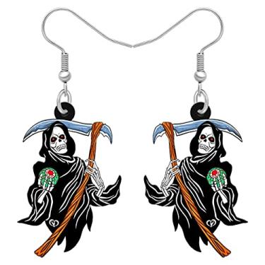 Imagem de YINYA Brincos de acrílico assustador de Halloween com pingente de foice para mulheres, presentes, Medium, Acrílico, Sem pedra preciosa