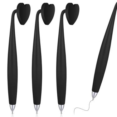 Imagem de Glenmal 3 canetas magnéticas de tinta preta engraçadas em formato de coração para geladeira e outras superfícies magnéticas, presentes de escritório (preto)