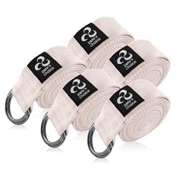 Imagem de pete's choice Pacote com 5 alças ajustáveis para exercícios de ioga de 2,5 m | eBook bônus | com anel em D durável para exercícios de Pilates e Academia | Mantém poses, esticar, melhora a flexibilidade e mantém o equilíbrio